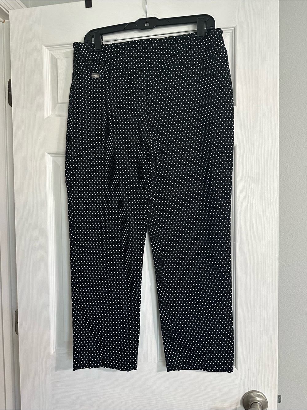 LISETTE Black Pants with White Polka Dots - Straight Leg